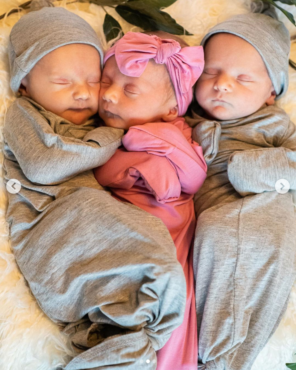 Rose knotted baby gown and gray knotted baby gown