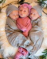 Rose knotted baby gown and gray knotted baby gown