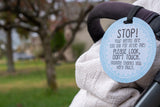 Protect your baby from unwanted contact with adorable, polite signs for new moms on the go.