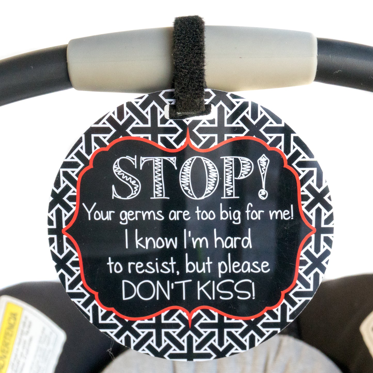 No Kissing baby car seat sign for newborns 