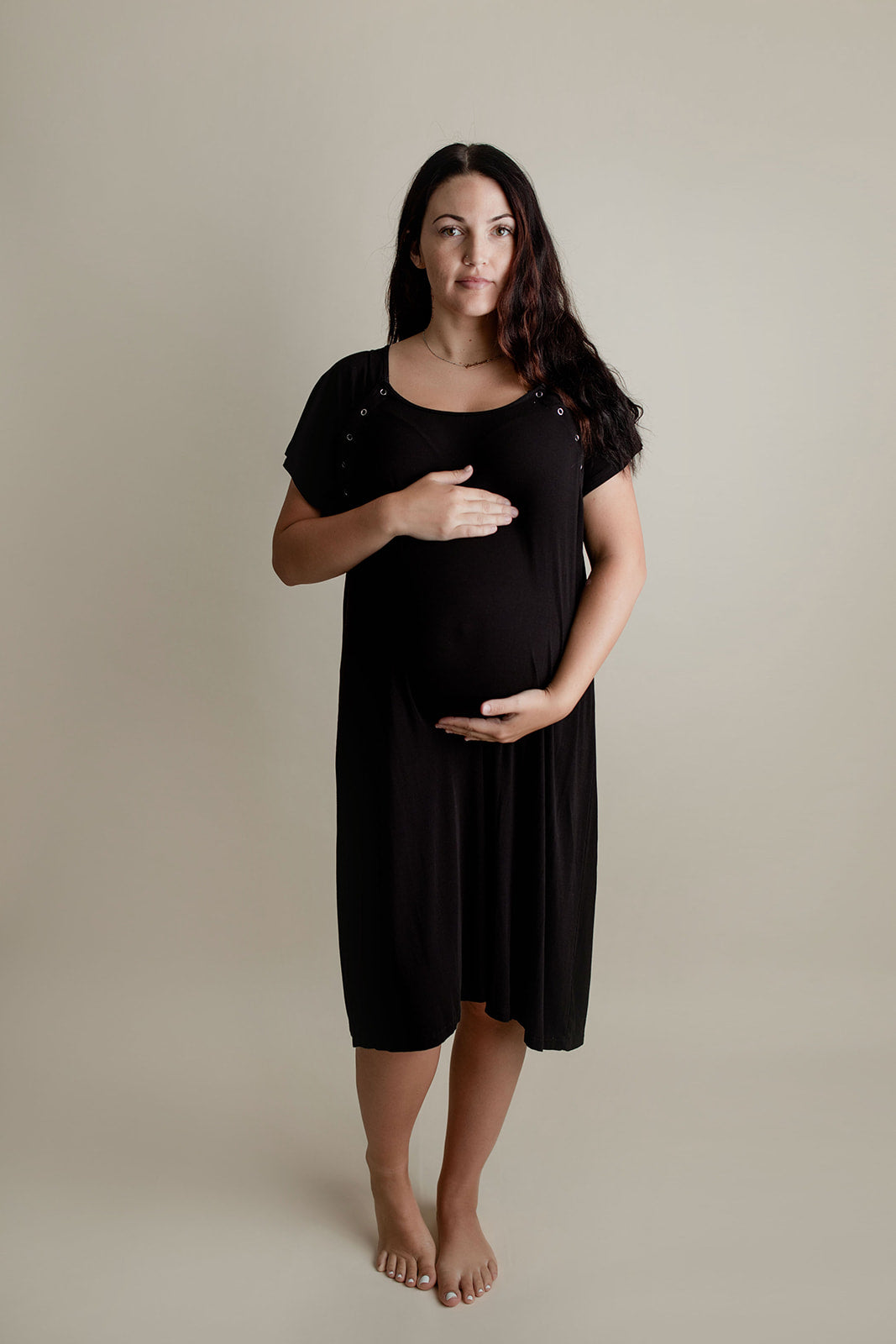 Ribbed Black Labor and Delivery Nursing Hospital Gown – Three