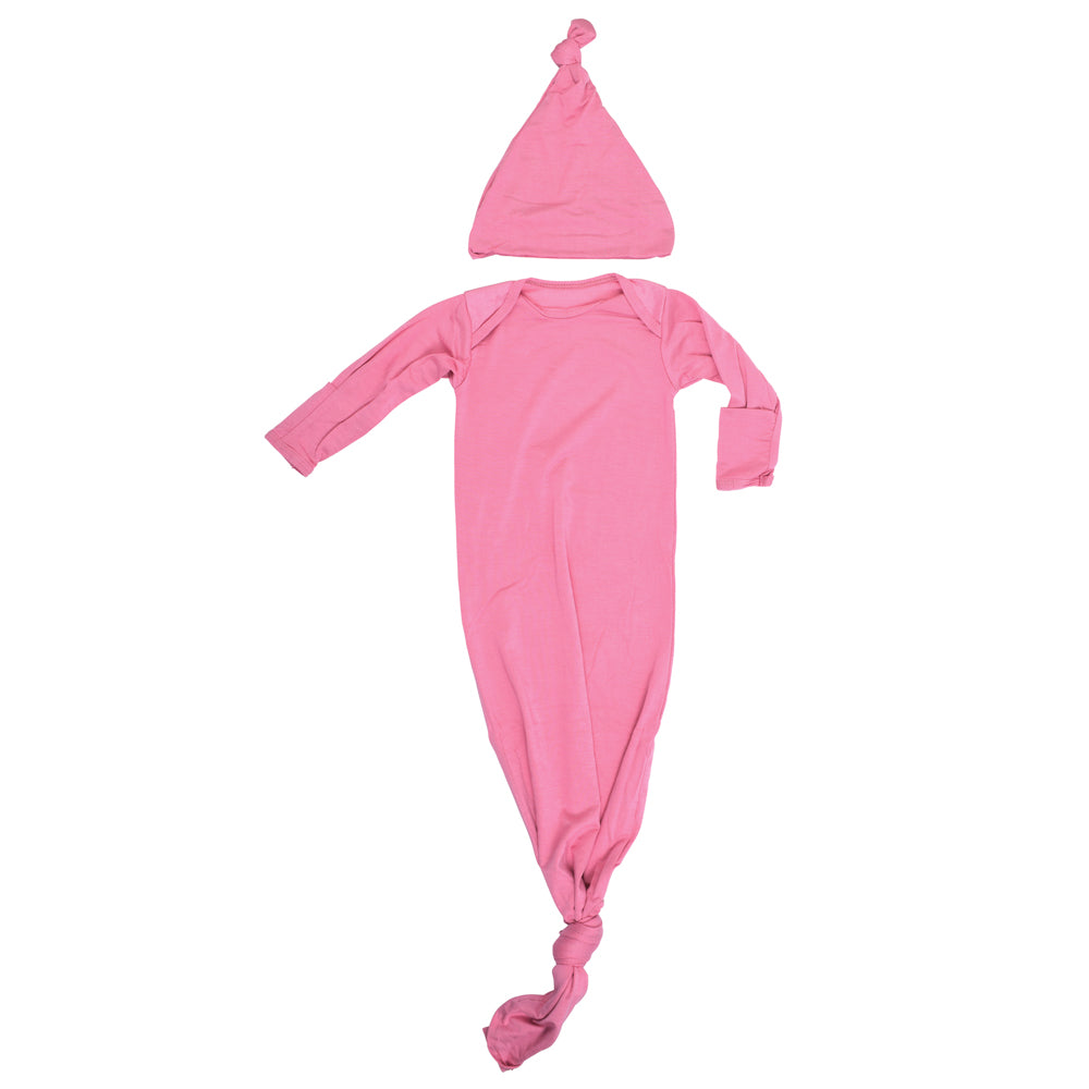 Luxuriously soft modal knotted baby gowns for newborn babies, offering comfort, easy diaper changes, and style.