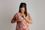the best and softest hospital gown for labor with snaps for easy breastfeeding, skin-to-skin, and IV access.
