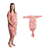 Matching Three Little Tots Mommy and Me Labor Gown and knotted baby gown