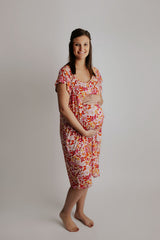 Pregnant mamma in a Three Little Tots Labor and Delivery gown