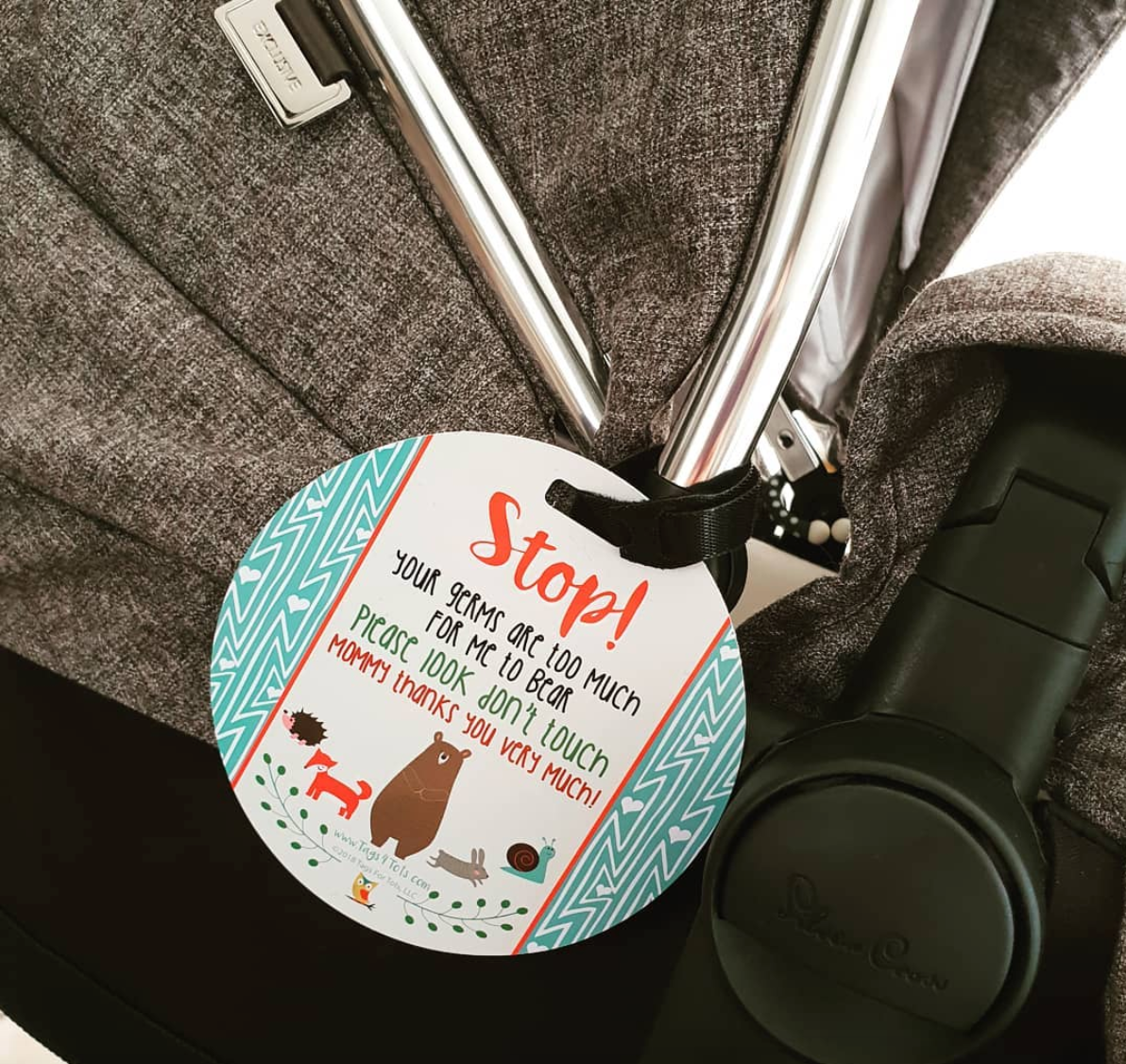 Stop! Your germs are too much for me to bear. Please look don't touch. Mommy thanks you very much. Please Don't Touch My Baby Car Seat Sign