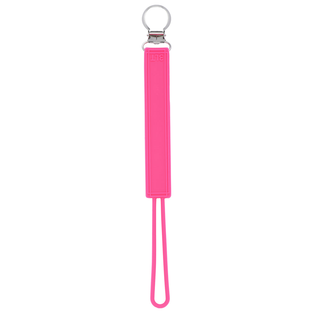 Durable 100% silicone pacifier clips with secure stainless steel clasp keep baby essentials off the ground and always accessible.