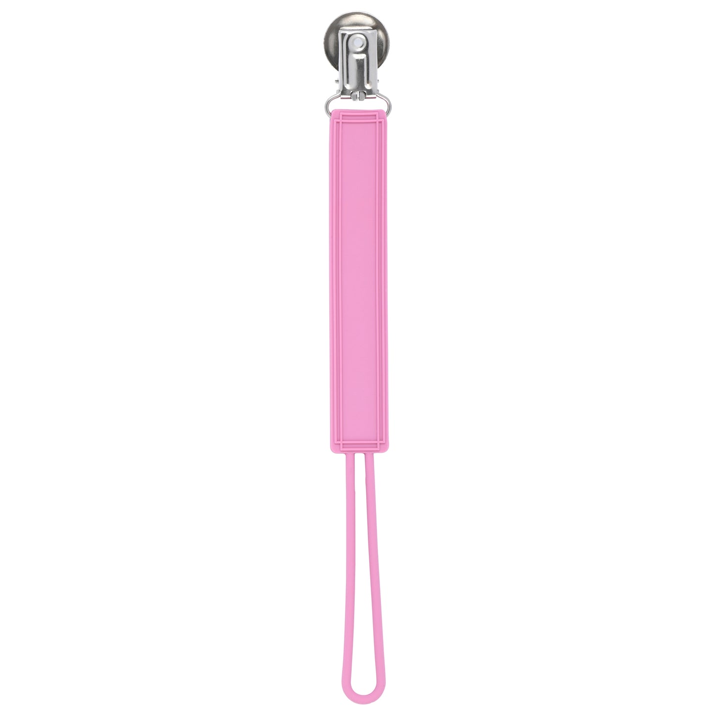 Versatile silicone pacifier clips keep pacifiers, teethers, and toys secure, clean, and within reach, ensuring peace of mind.