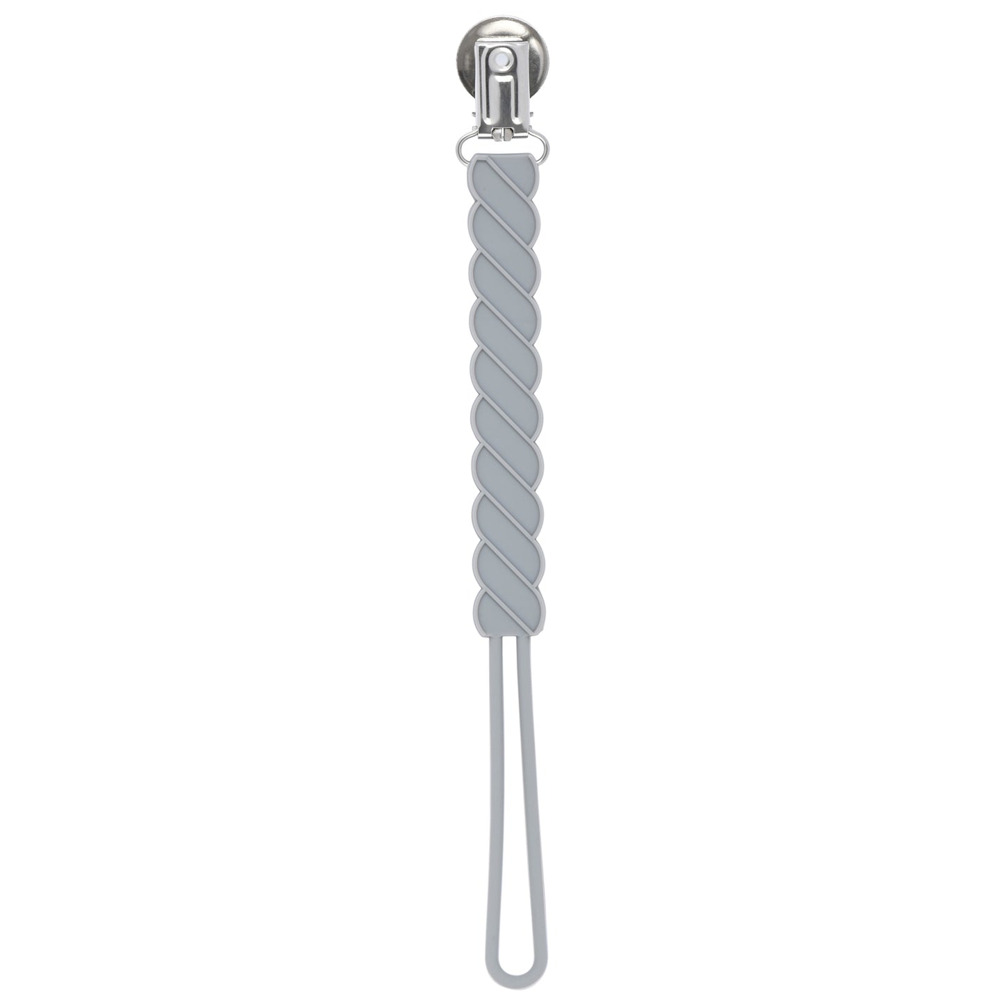Three Little Tots All Silicone One Piece Gray Pacifier clip