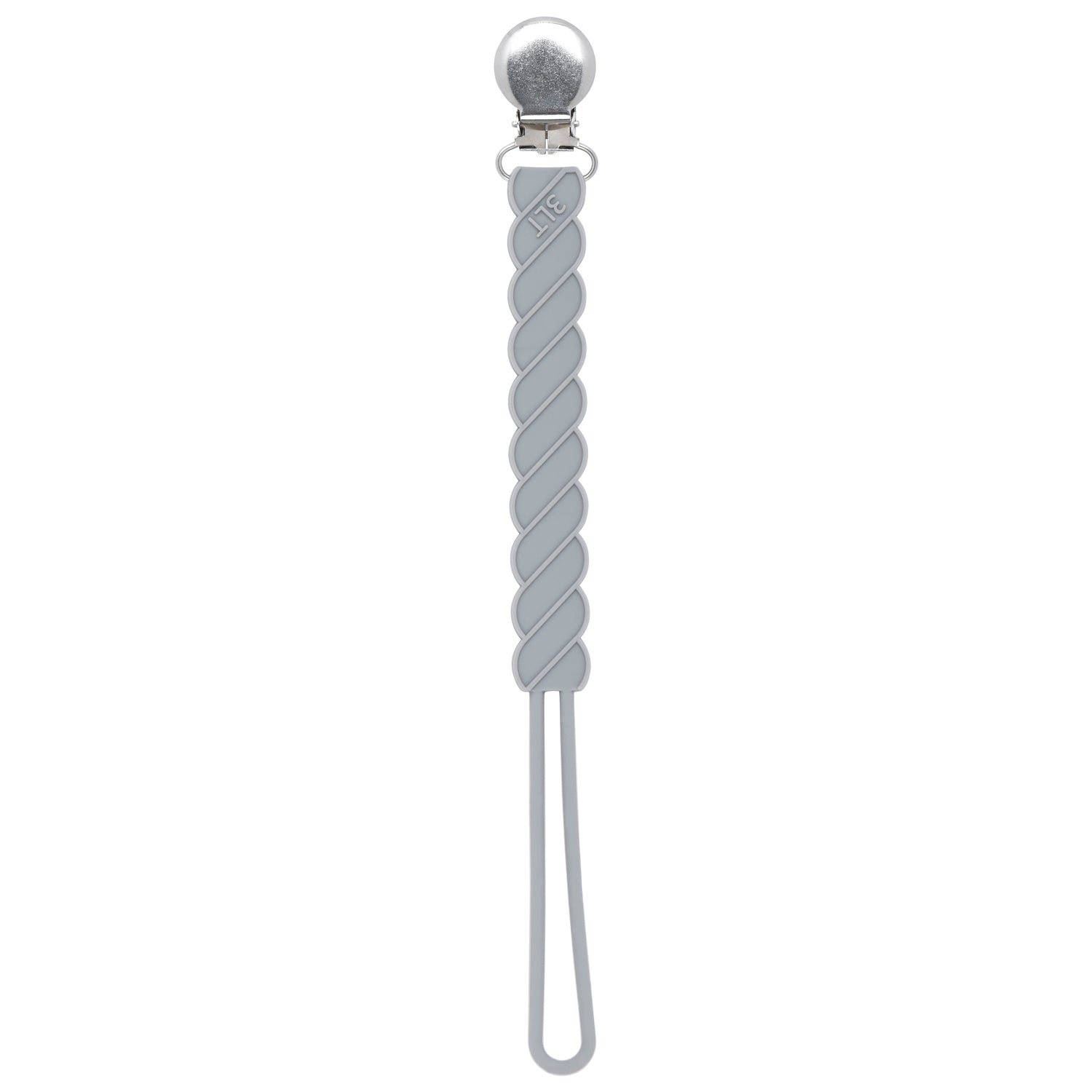Three Little Tots All Silicone One Piece Gray Pacifier clip