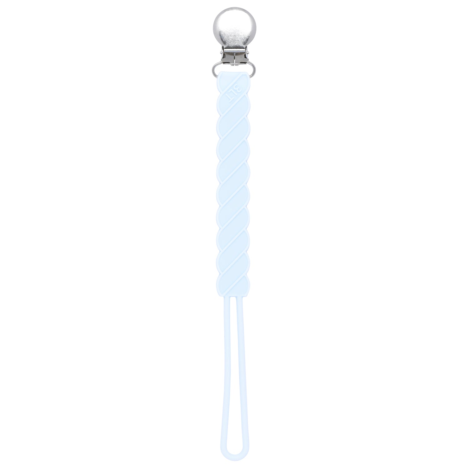 Three Little Tots All Silicone one piece design flexible blue pacifier clip 