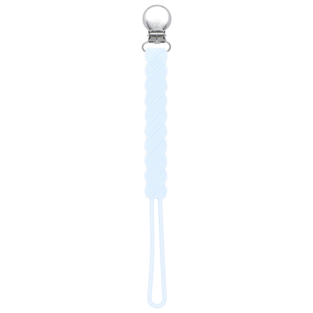 Three Little Tots All Silicone one piece design flexible blue pacifier clip 