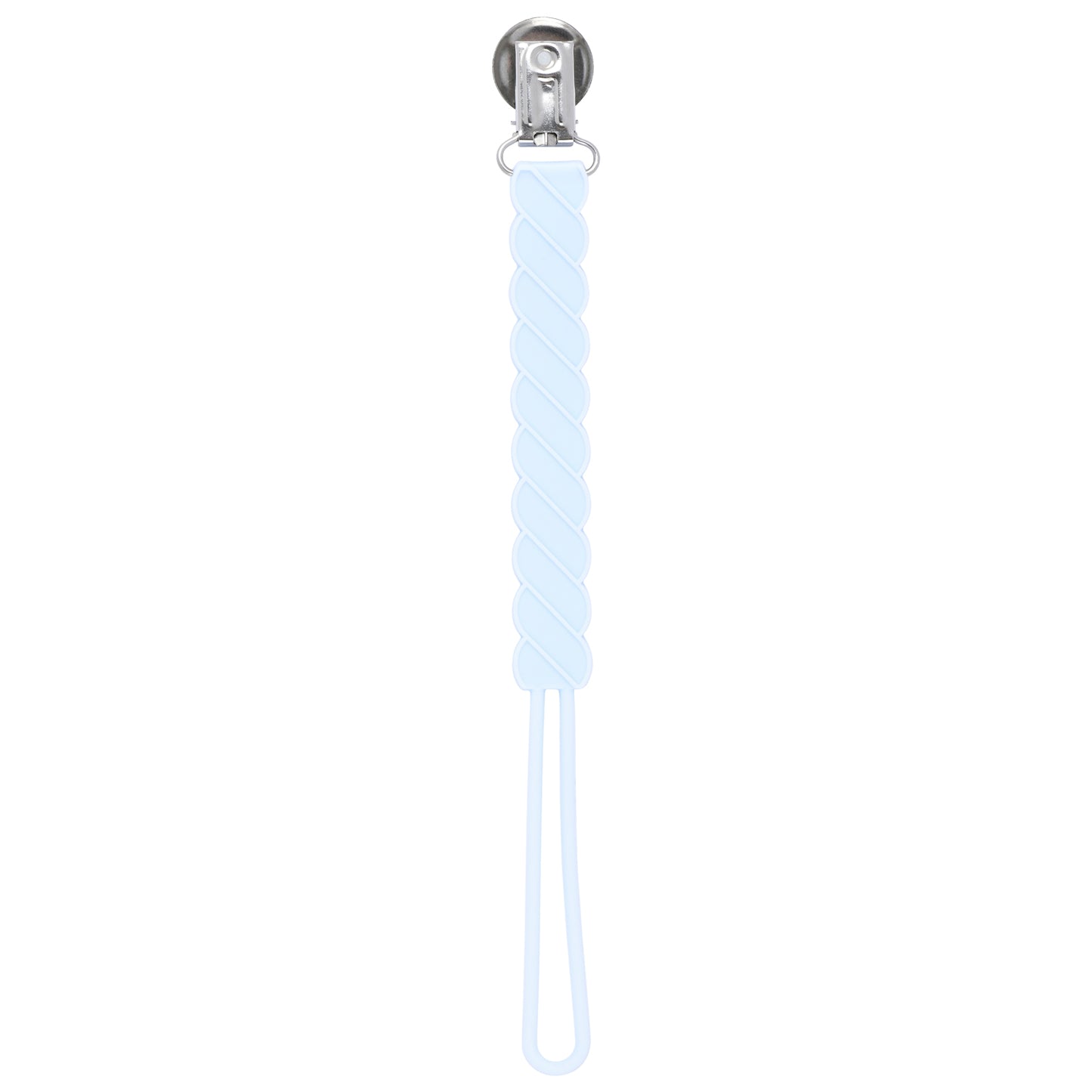 Three Little Tots All Silicone one piece design flexible blue pacifier clip 