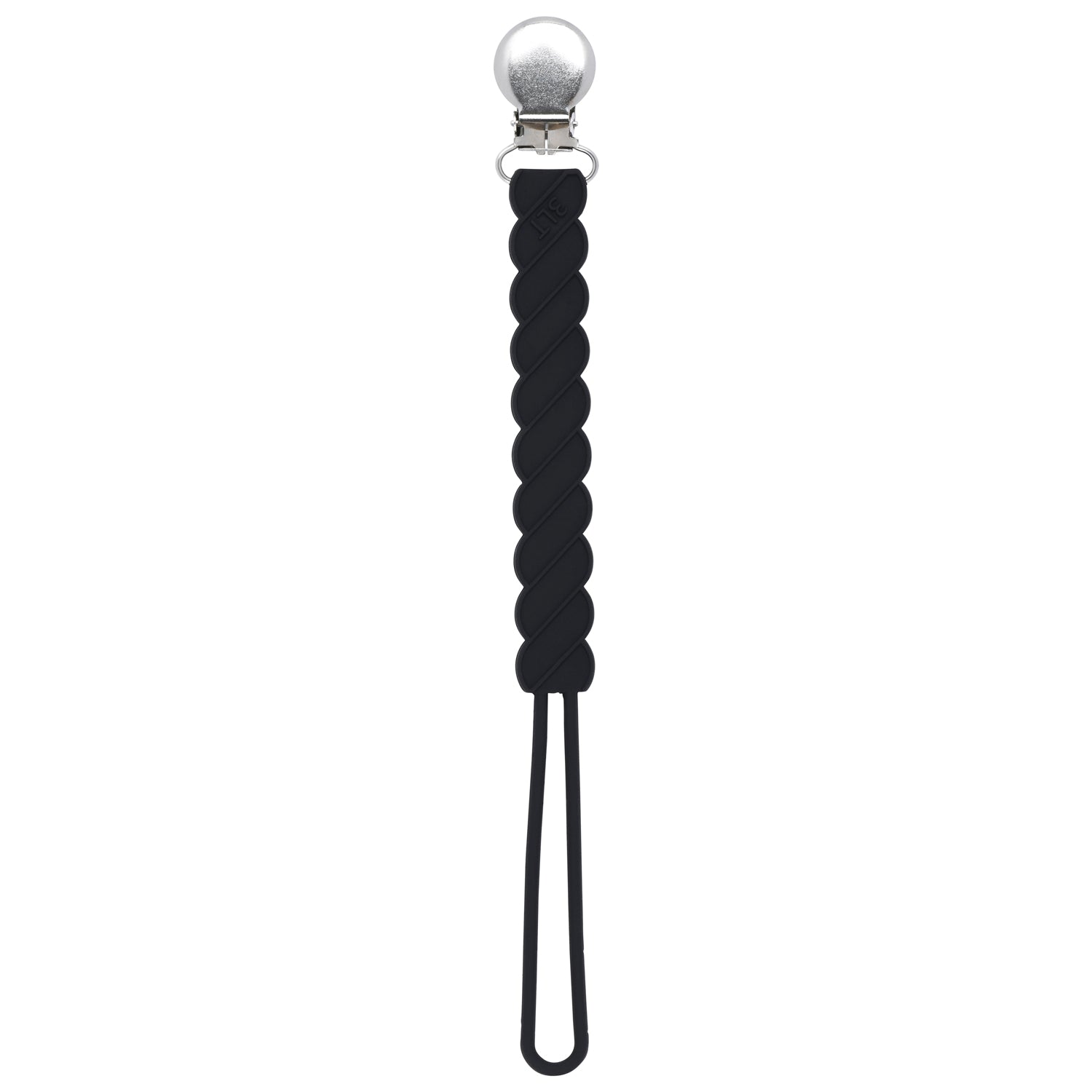 Three Little Tots All Silicone one piece design flexible black pacifier clip 