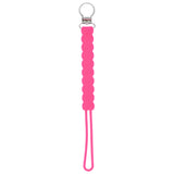Three Little Tots Hot Pink Barbie All Silicone one piece pacifier clip. These paci clips are flexible and easy to clean.
