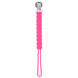 Three Little Tots Hot Pink Barbie All Silicone one piece pacifier clip. These paci clips are flexible and easy to clean.