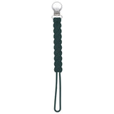 Three Little Tots Hunter Green All Silicone One Piece Pacifier clip. These paci clips are flexible and easy to clean