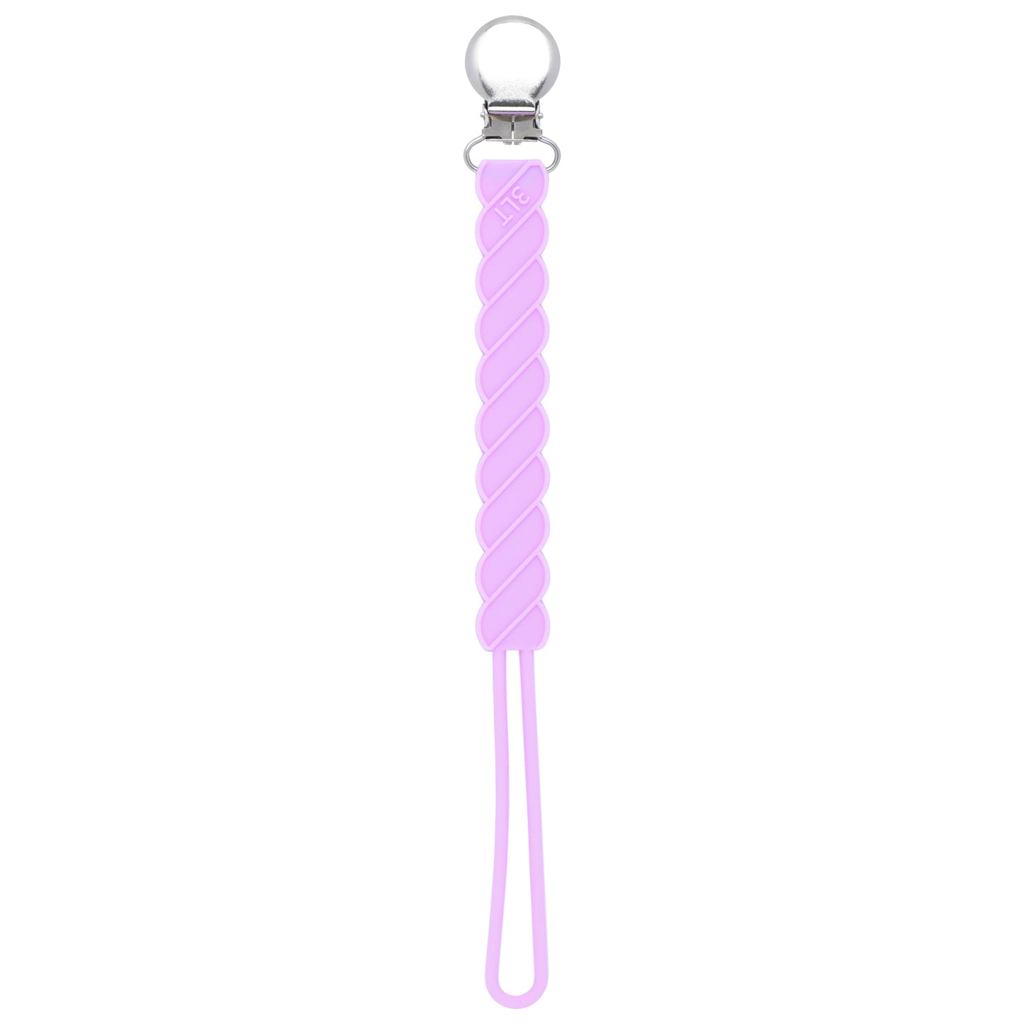 Three Little Tots Light purple all silicone one piece pacifier clip. These paci clips are flexible and easy to clean.