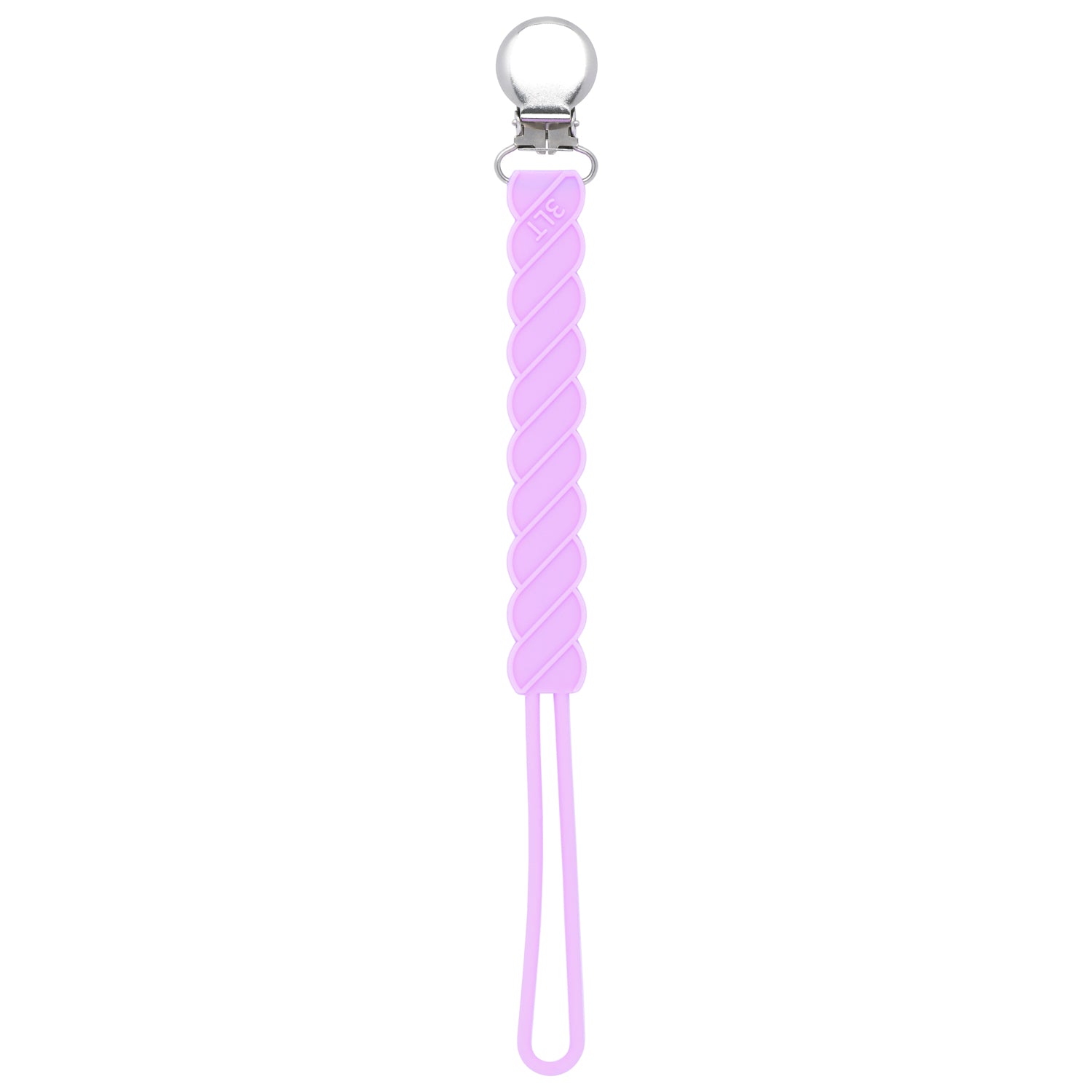 Three Little Tots Light purple all silicone one piece pacifier clip. These paci clips are flexible and easy to clean.