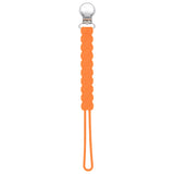 Three Little Tots Orange All silicone one piece pacifier clip. This paci clip is flexible and easy to clean.
