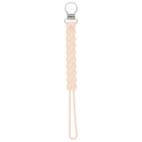 Three Little Tots Tan Neutral all silicone one piece pacifier clip. This paci clip is flexible and easy to wash.