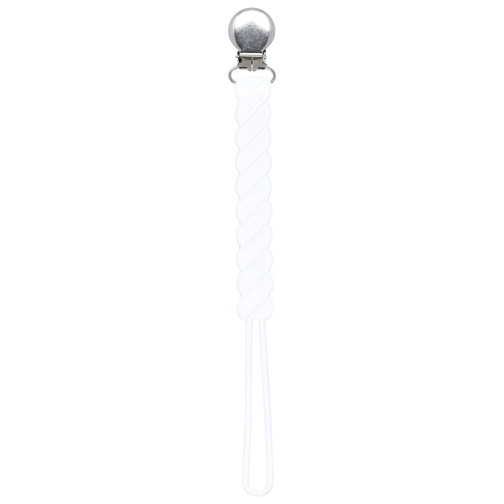 Twist White Silicone Pacifier Clip