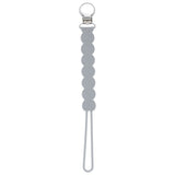 Three Little Tots Gray All silicone one piece pacifier clip. This paci clip is flexible and easy to clean.