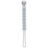 Three Little Tots Gray All silicone one piece pacifier clip. This paci clip is flexible and easy to clean.