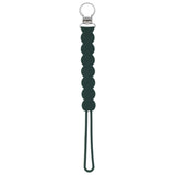 Three Little Tots hunter green all silicone one piece pacifier clip. This paci clip is flexible and easy to clean.