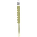 Three Little Tots Olive Green all silicone pacifier clip. These paci clips are flexible and easy to clean