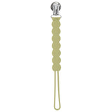 Three Little Tots Olive Green all silicone pacifier clip. These paci clips are flexible and easy to clean