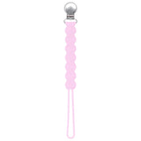 Three Little Tots Baby Pink All silicone one piece pacifier clip. This paci clip is flexible and easy to clean.