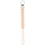 Three Little Tots Tan Neutral all silicone pacifier clip. This one piece paci clip is flexible and easy to clean.