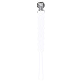Three Little Tots white all silicone pacifier clip. This one piece paci clip is flexible and easy to clean.