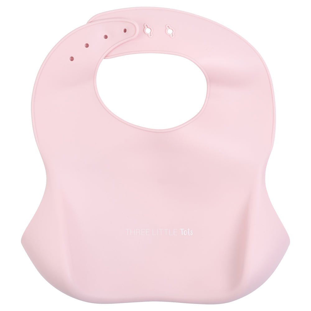 Ballet Pink Silicone Bibs by Three Little Tots keep your child stylish and clean with BPA-free silicone.