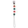 Christmas silicone beaded pacifier clip, stylish and secure, enhances your baby's festive outfit effortlessly.
