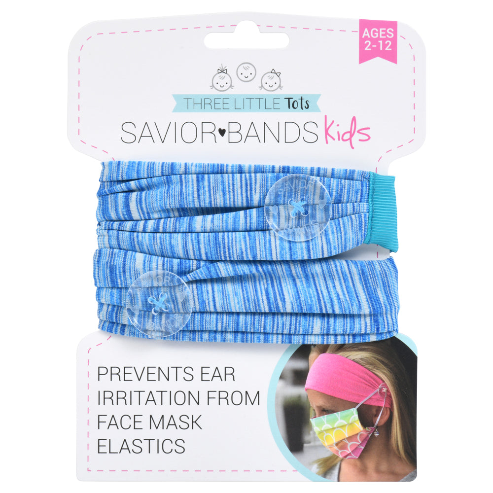 Comfortable headbands with mask-saving buttons for kids, perfect for long-term mask wearers like children with Leukemia.