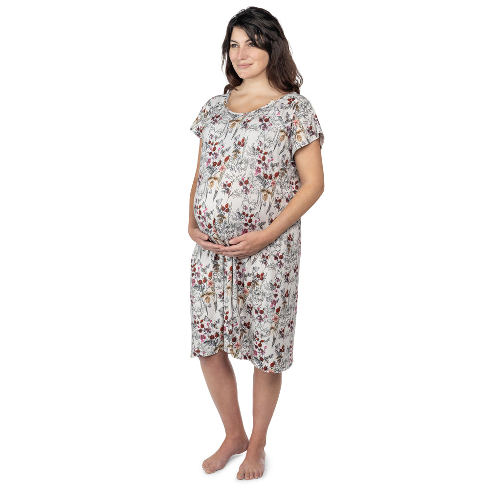 Three Little Tots Floral Mommy Labor and Delivery Nursing Hospital Gown, alternate angle