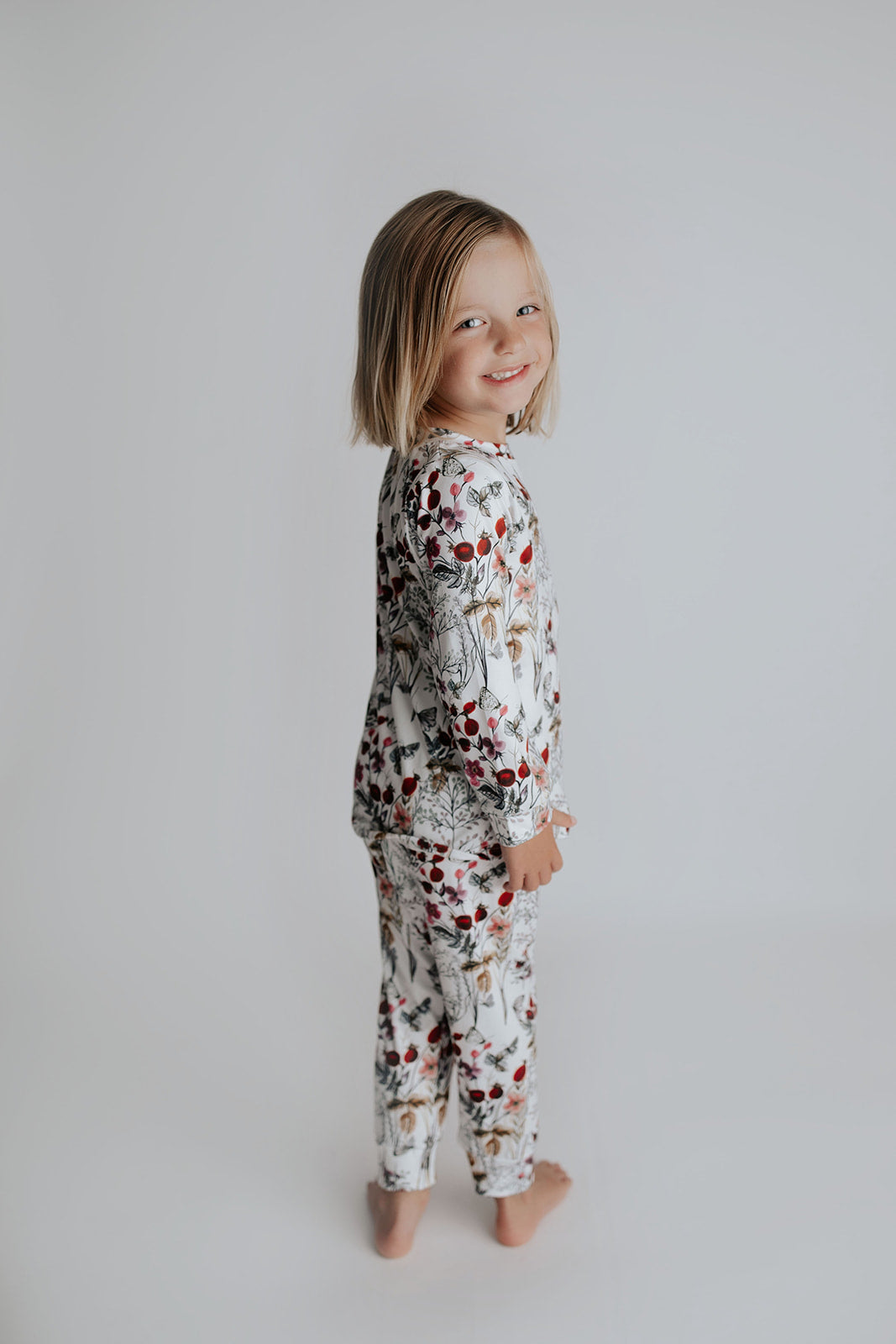 Soft, stretchy two-piece jammies for toddlers and big kids in matching prints and solids for sibling harmony.