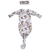 Super soft baby gowns with stretchy fabric, easy tie bottom for diaper changes, and pull-down tabs for dressing ease.