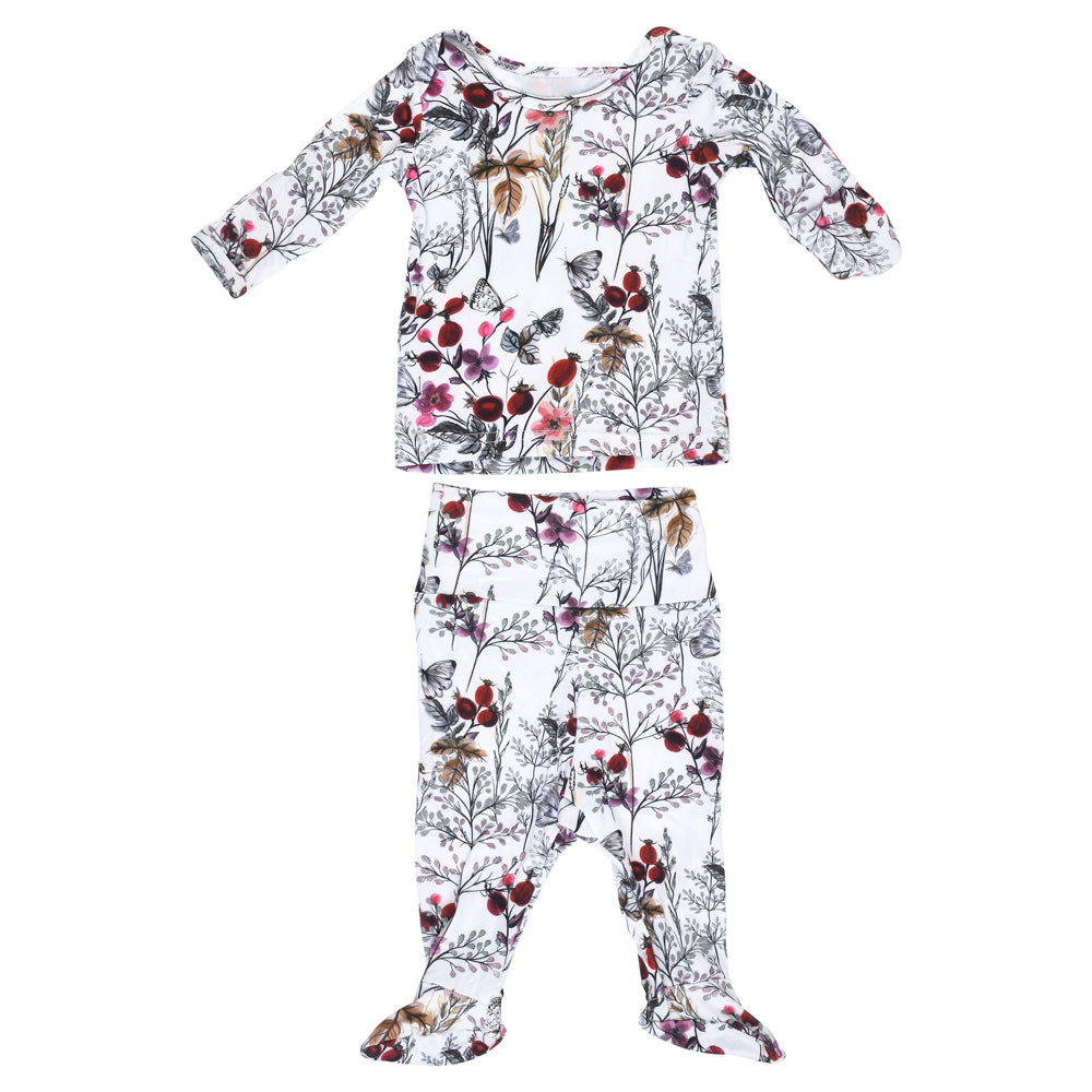 Super Sweet floral newborn baby outfit pajamas for little girls