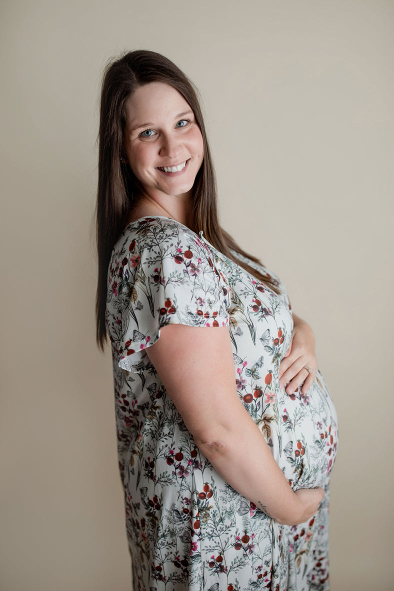 Three Little Tots Plus Size Floral Mommy Labor and Delivery Nursing Gown, alternate angle