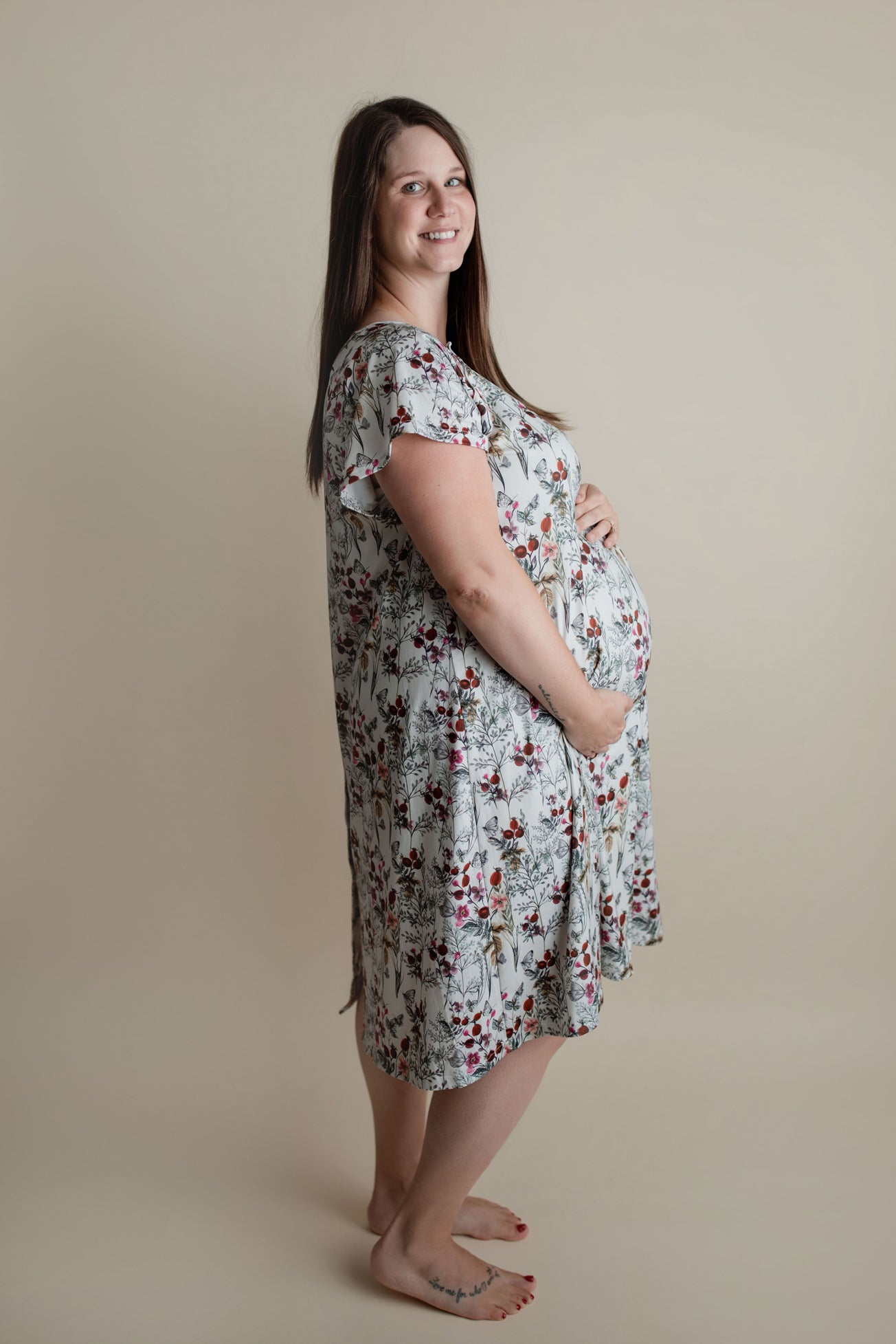 Three Little Tots Floral Mommy Labor and Delivery Nursing Hospital Gown, additional product photo