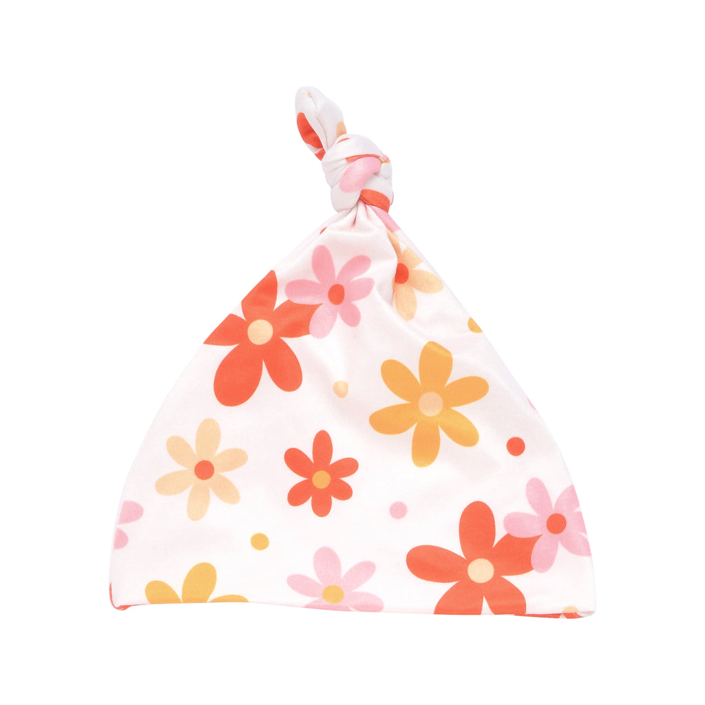 70s groovy newborn baby outfit hat with flowers