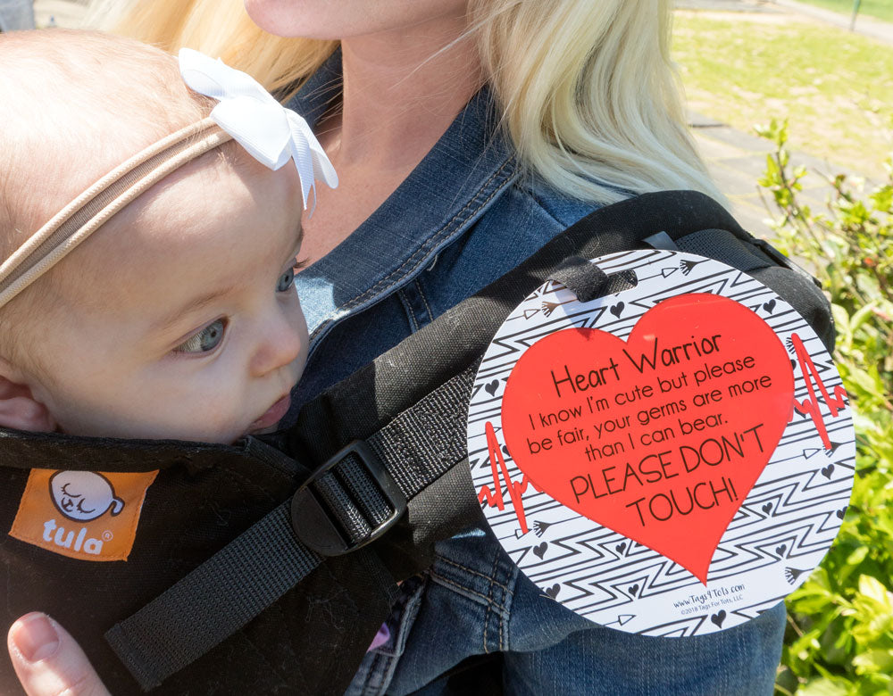 Three Little Tots Two Pack – Black And White No Touching Baby Car Seat And Stroller Signs Cpsia Safety Tested