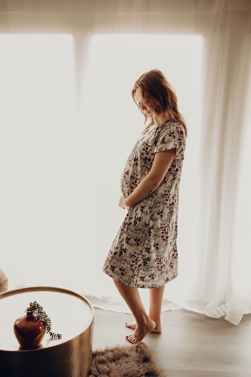 Three Little Tots Plus Size Floral Mommy Labor and Delivery Nursing Gown, second additional photo