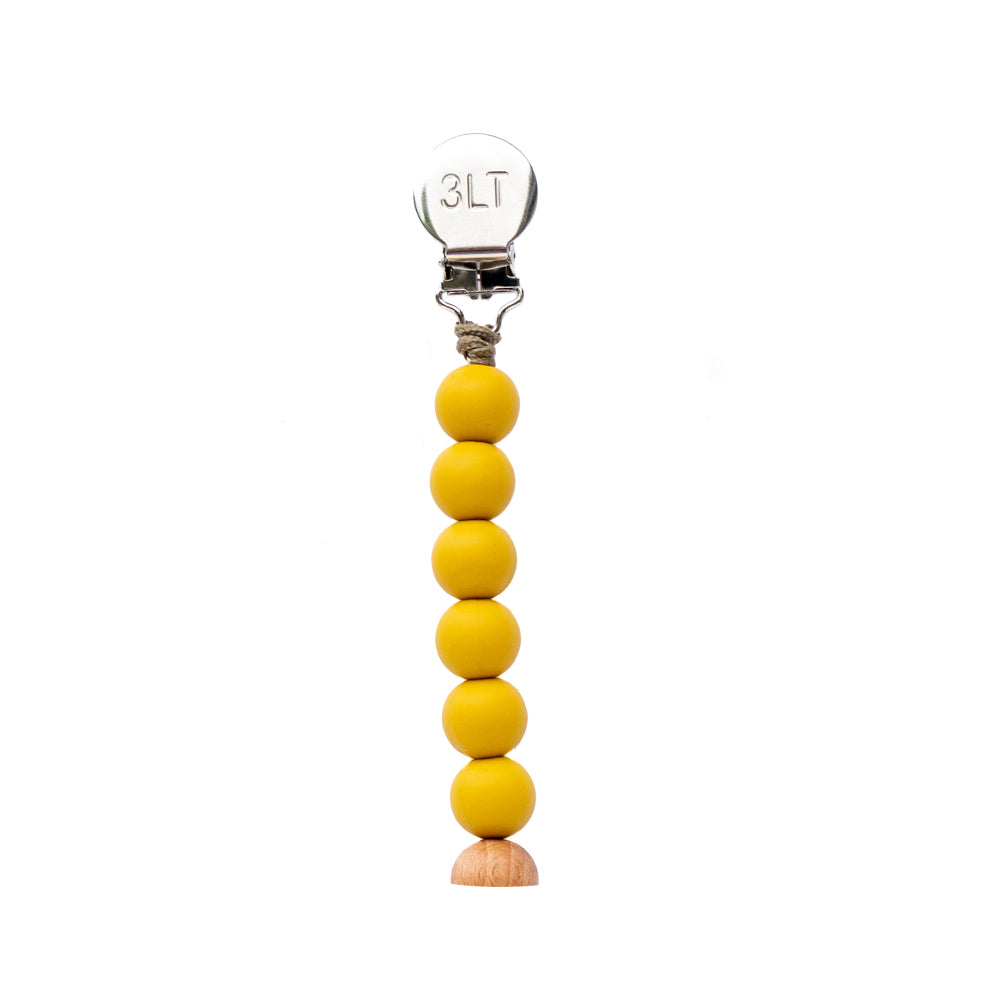 Three Little Tots Silicone Beaded Paci clip. Handmade in the USA.