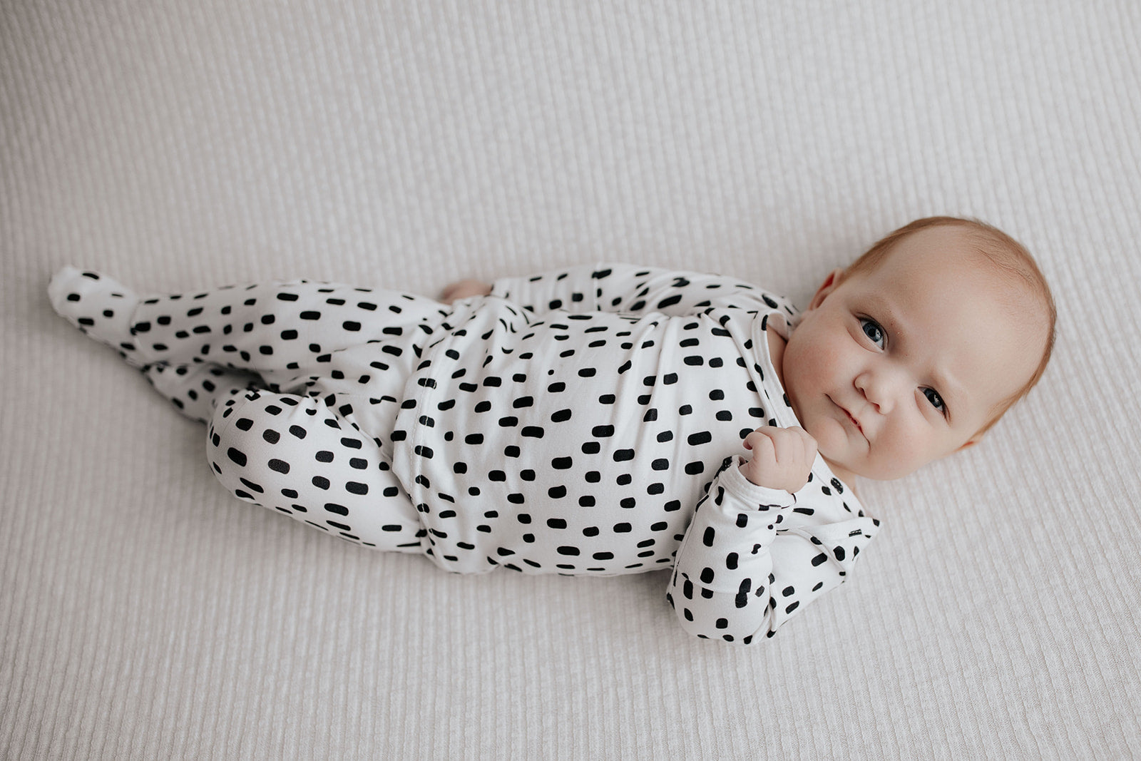 Polka Dot Toddler and big kid jammies in matching prints and solids, designed for comfy bedtime or lounging all day.