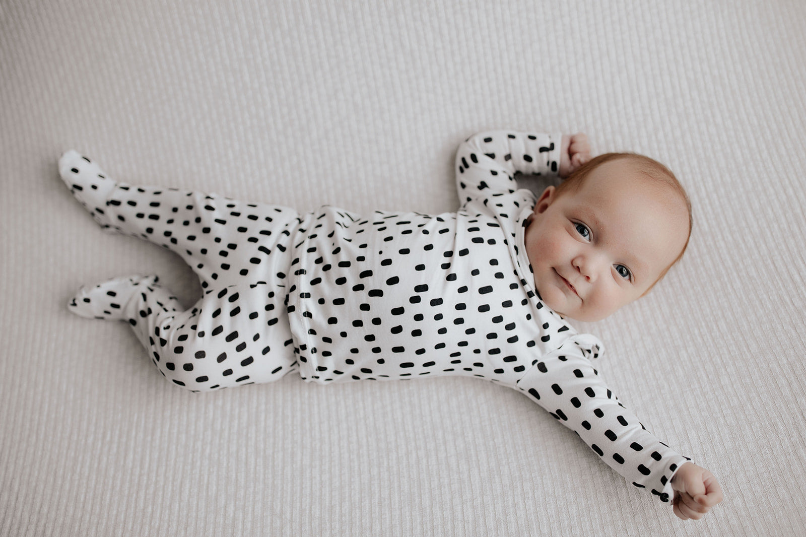 Polka Dot Toddler and big kid jammies in matching prints and solids, designed for comfy bedtime or lounging all day.