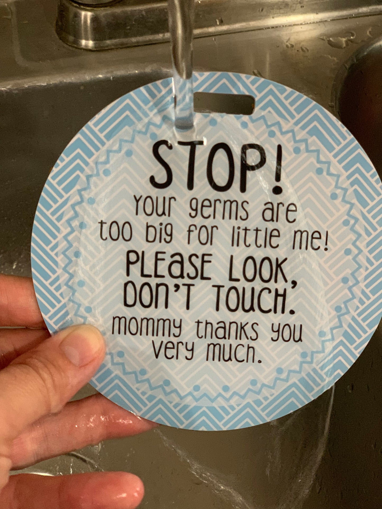 washable sign to help protect baby newborn